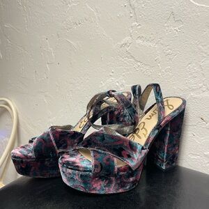 Sam Edelman Velvet Multicolor Platform Sandals